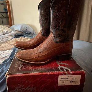 Lucchese square toe Caiman Gator boots